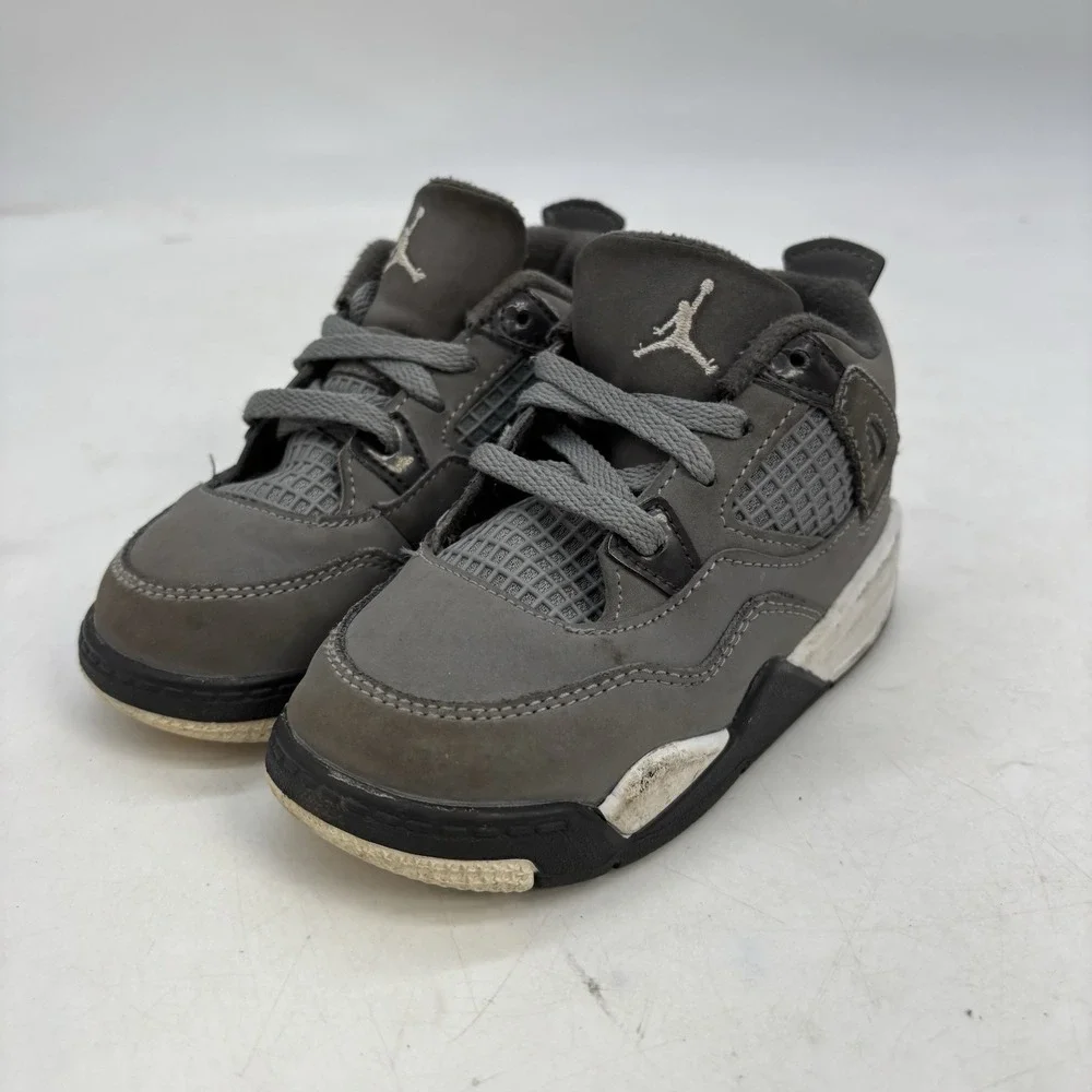 Nike Air Jordan 4 Retro Cool Grey Shoes Toddler 8c Black White BQ7670-007 TD